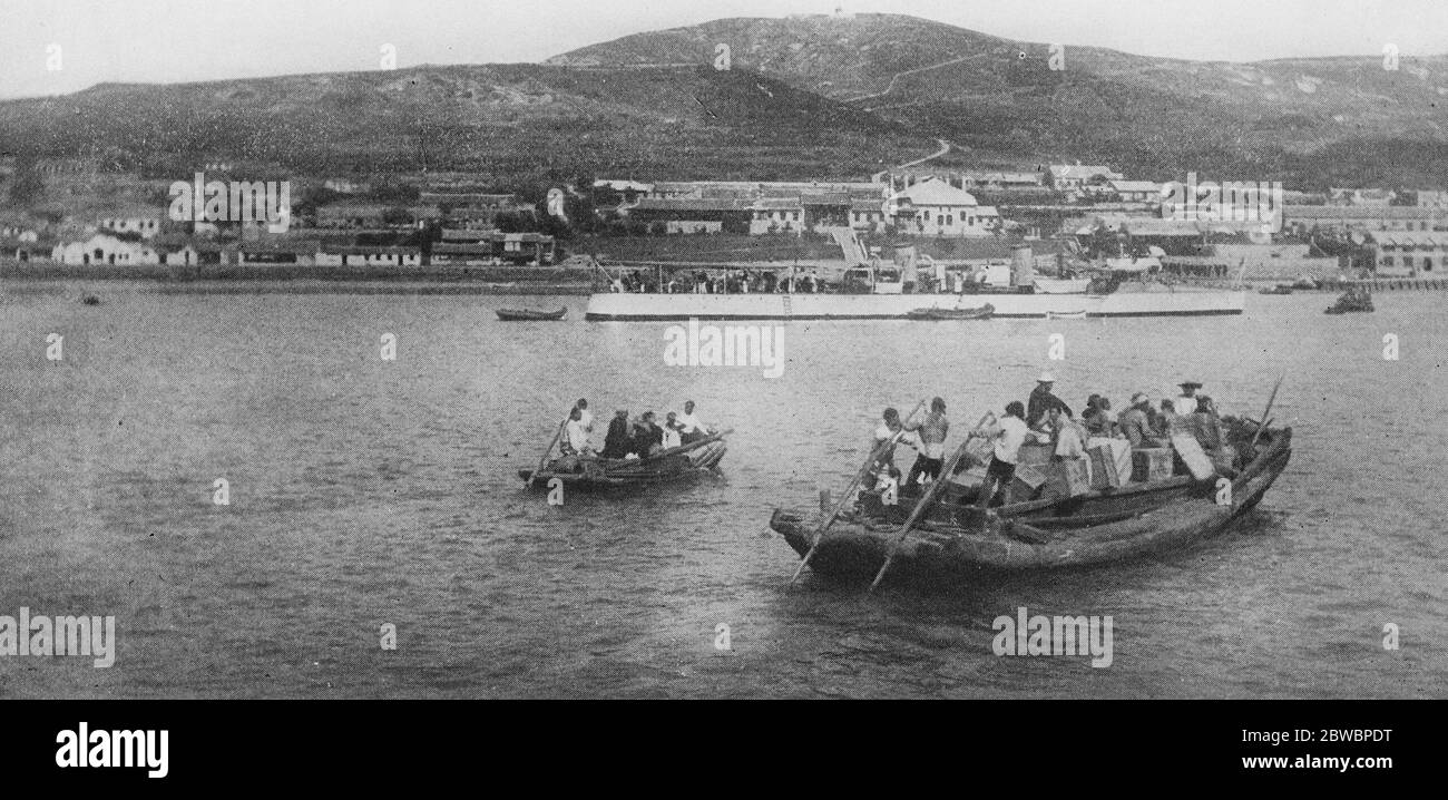 Britische Evakuierung Wei Hai Wei . Ein Blick auf Wei Hai Wei , die ein britischer Vertrag seit 1898 , und die jetzt evakuiert . September 1922 Stockfoto