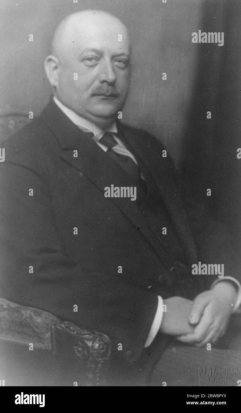 Herr Josephe Kallay , slowakischer Minister für die Slowakei. 21 Dezember 1925 Stockfoto