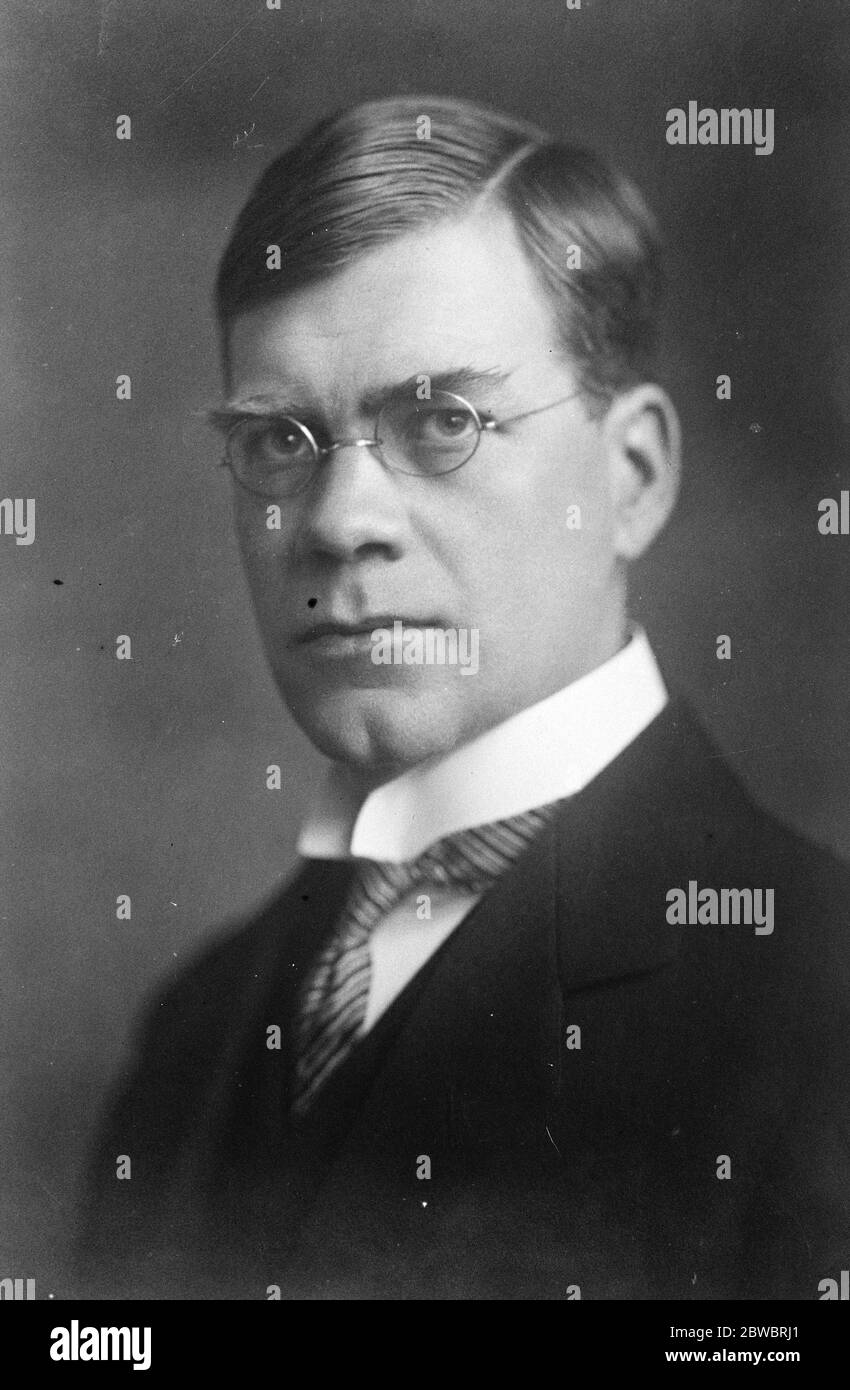 H E Unden , schwedischer Minister für auswärtige Angelegenheiten . April 1926 Stockfoto