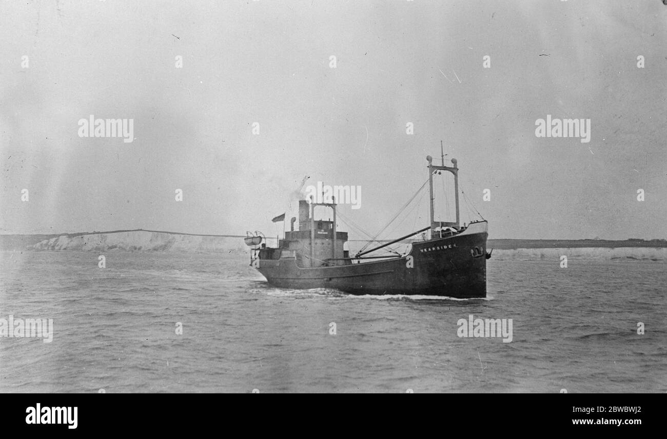 Befürchtete Verlust von Newcastle Dampfer und Crew . Es gibt ernste Ängste des Newcastle Dampfer Wearsider . Eines ihrer Rettungsboote und zwei Leichen wurden an der Northumberland Küste am 23. Dezember 1925 an Land gespült Stockfoto