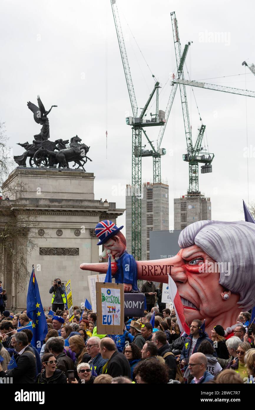 Anti-Brexit-Demonstration und märz, London, 23. März 2019 Stockfoto