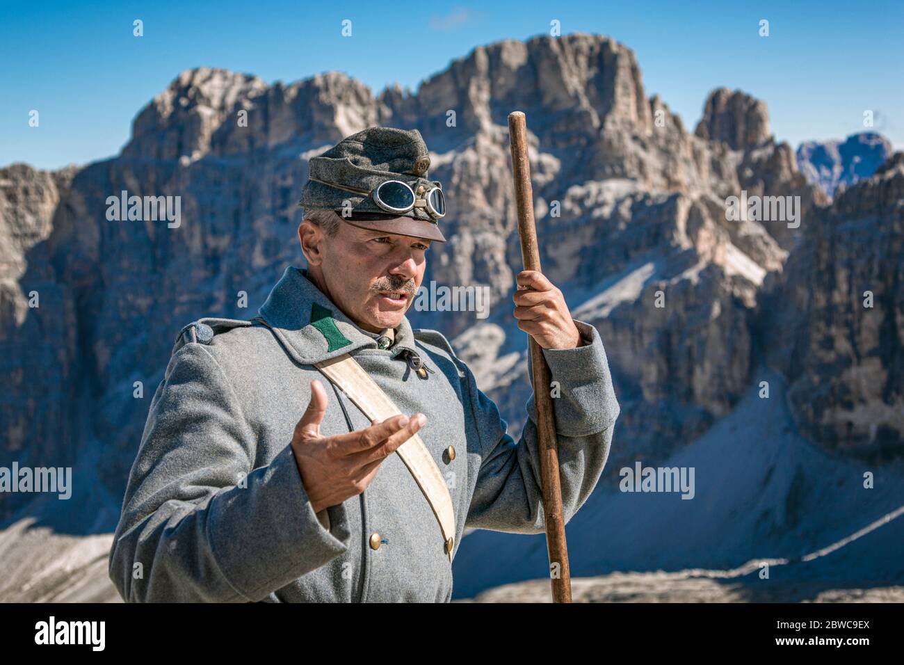 Italien Venetien Dolomiten - Lagazuoi Piccolo - Andrea Orsi - Historischer Reenactor Stockfoto