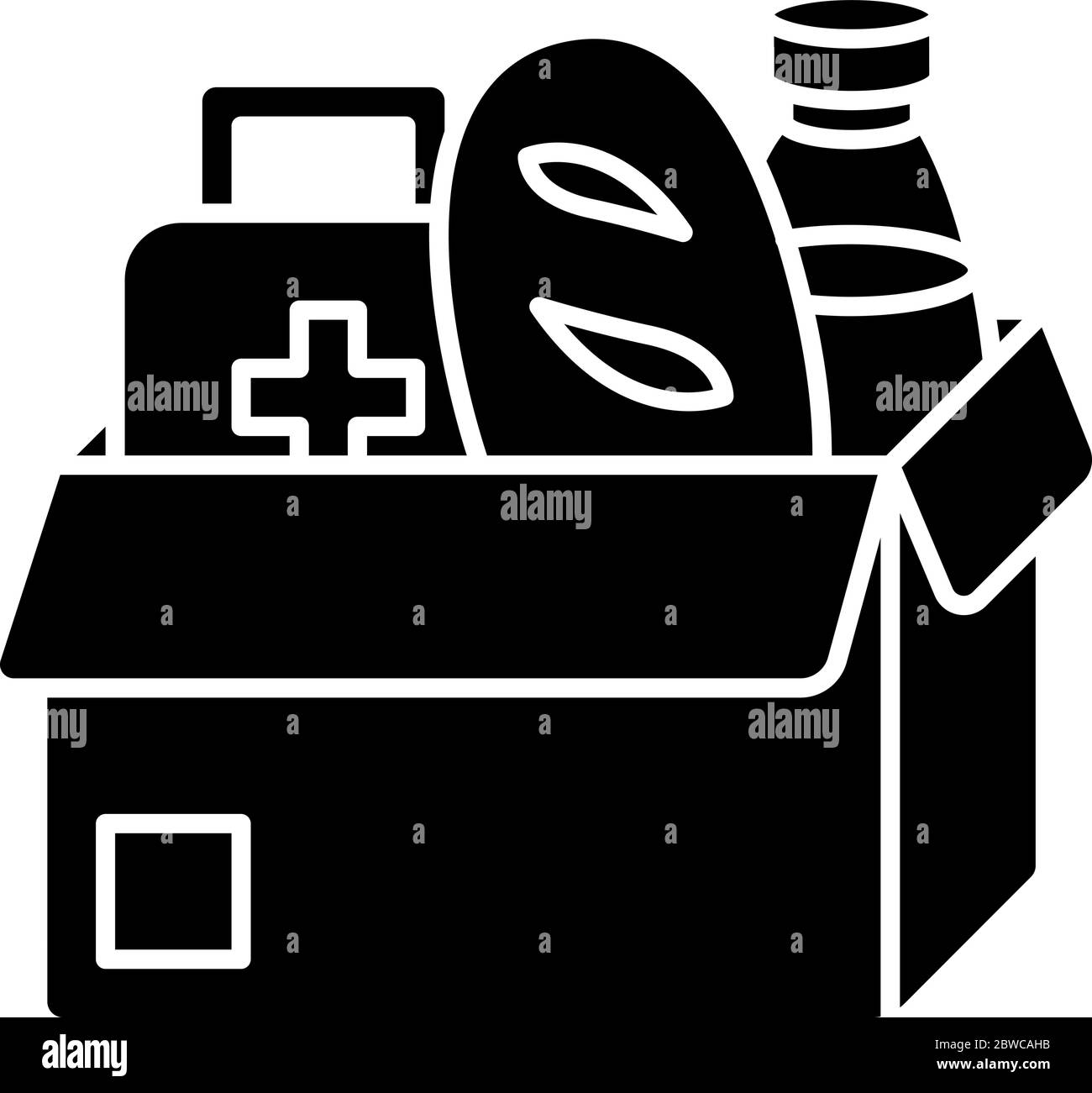 Schwarzes Glyphen-Symbol für humanitäre Hilfe Stock Vektor