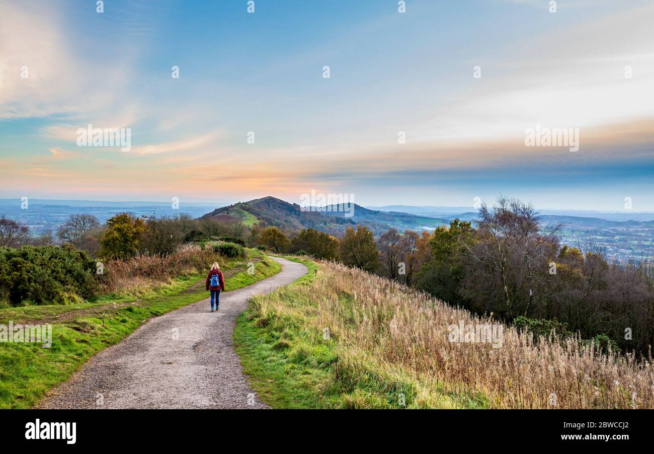 Südlich durch die Malvern Hills im Herbst, Herefordshire / Worcestershire, England Stockfoto