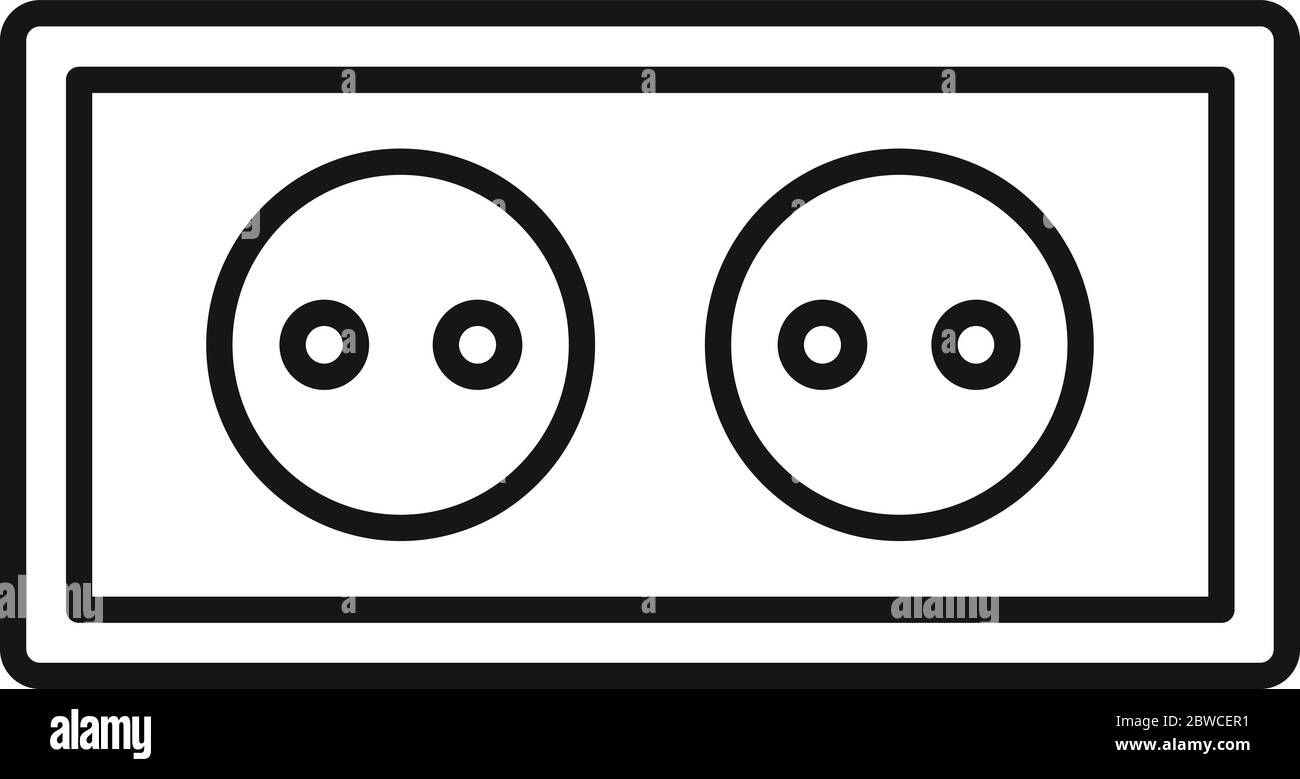 Symbol für doppelte Steckdose. Umriss Doppelsteckdose Vektor-Symbol für Web-Design isoliert auf weißem Hintergrund Stock Vektor