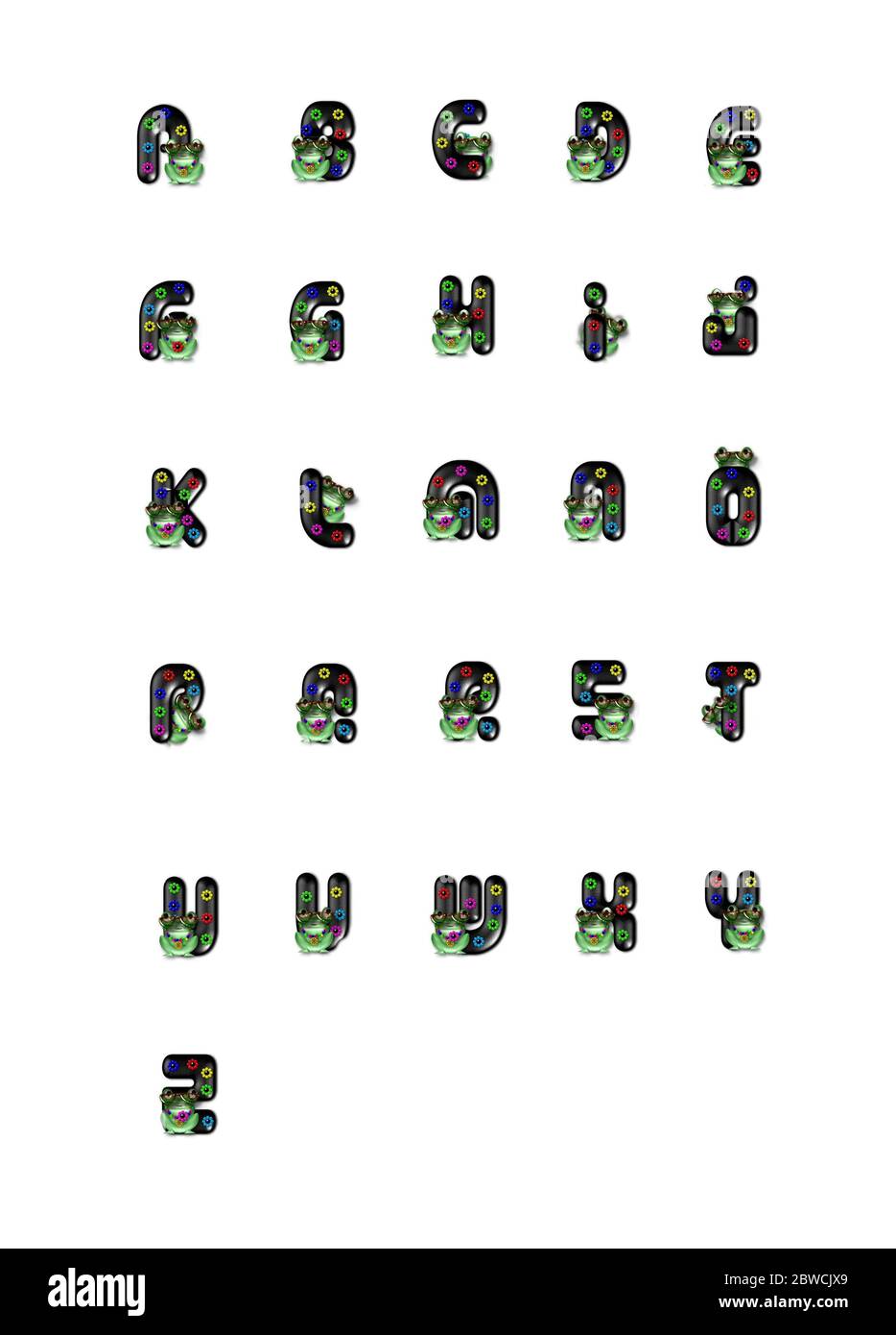 Alphabet Amphibian Dude Capitals Stockfoto