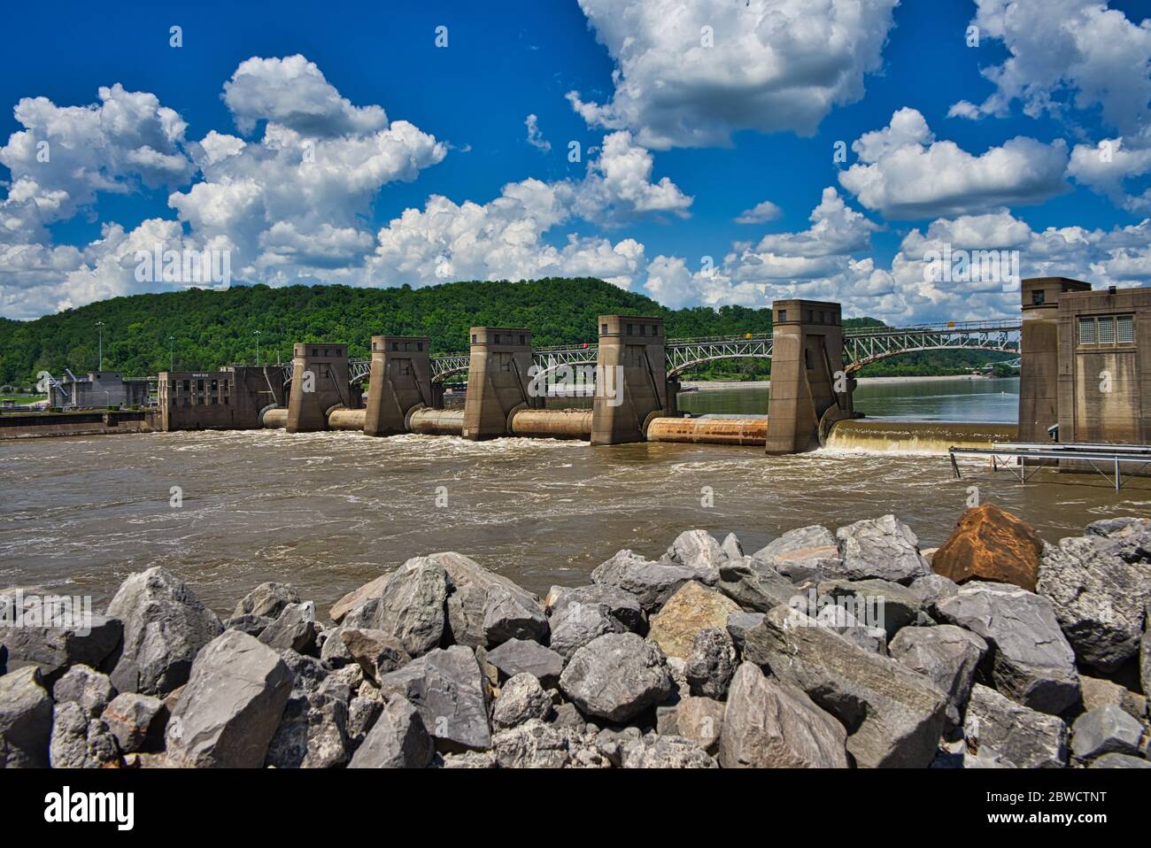 Winfield Locks und Dam in Winfield WV USA Stockfoto