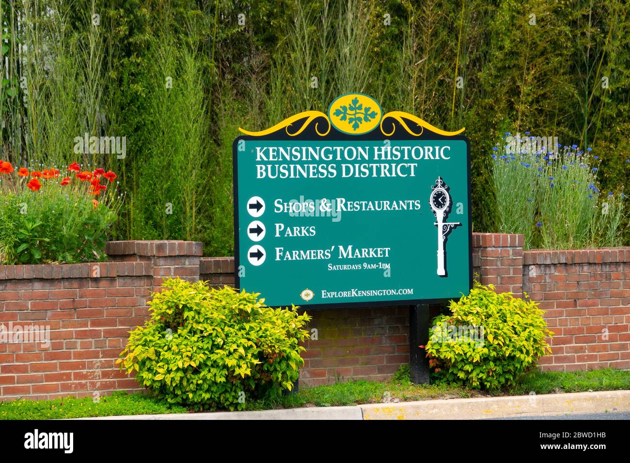 Vereinigte Staaten Maryland MD Kensington Historic Business District Schild Montgomery County Shopping Stockfoto