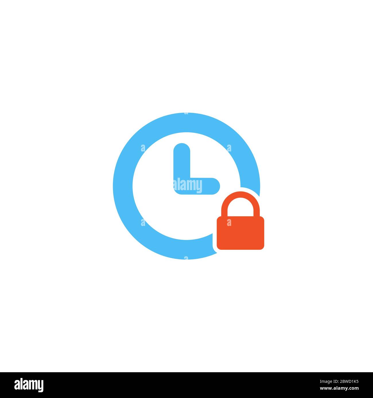 Symbol für die Uhrsperre. Sperrzeit. Stock Vektor Illustration isoliert auf weißem Hintergrund. Stock Vektor