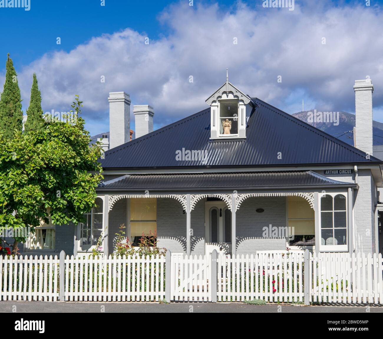 Altes Haus aus dem 19. Jahrhundert Battery Point Hobart Tasmanien Australien Stockfoto