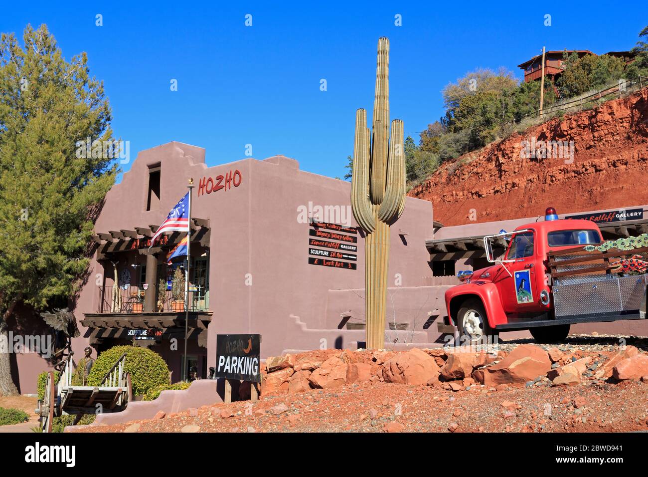 Hozho Gallery & Old Truck, Sedona, Arizona, USA Stockfoto