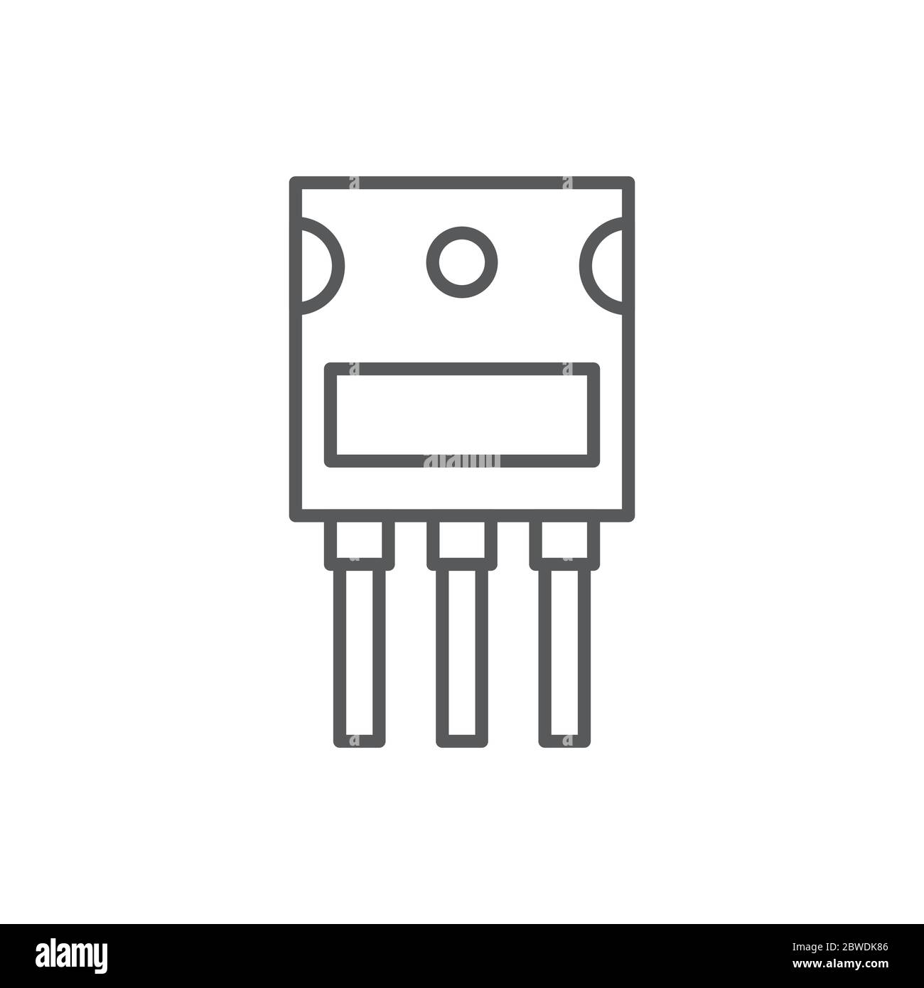 Transistor Chip Vektor Symbol Symbol elektronische Komponente auf weißem Hintergrund isoliert Stock Vektor
