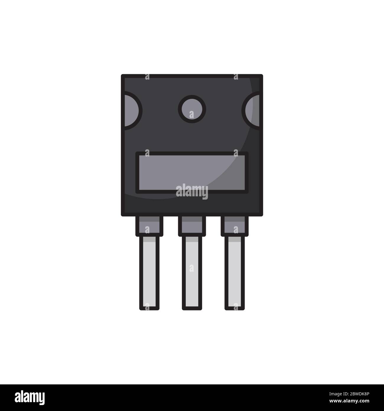 Transistor Chip Vektor Symbol Symbol elektronische Komponente auf weißem Hintergrund isoliert Stock Vektor