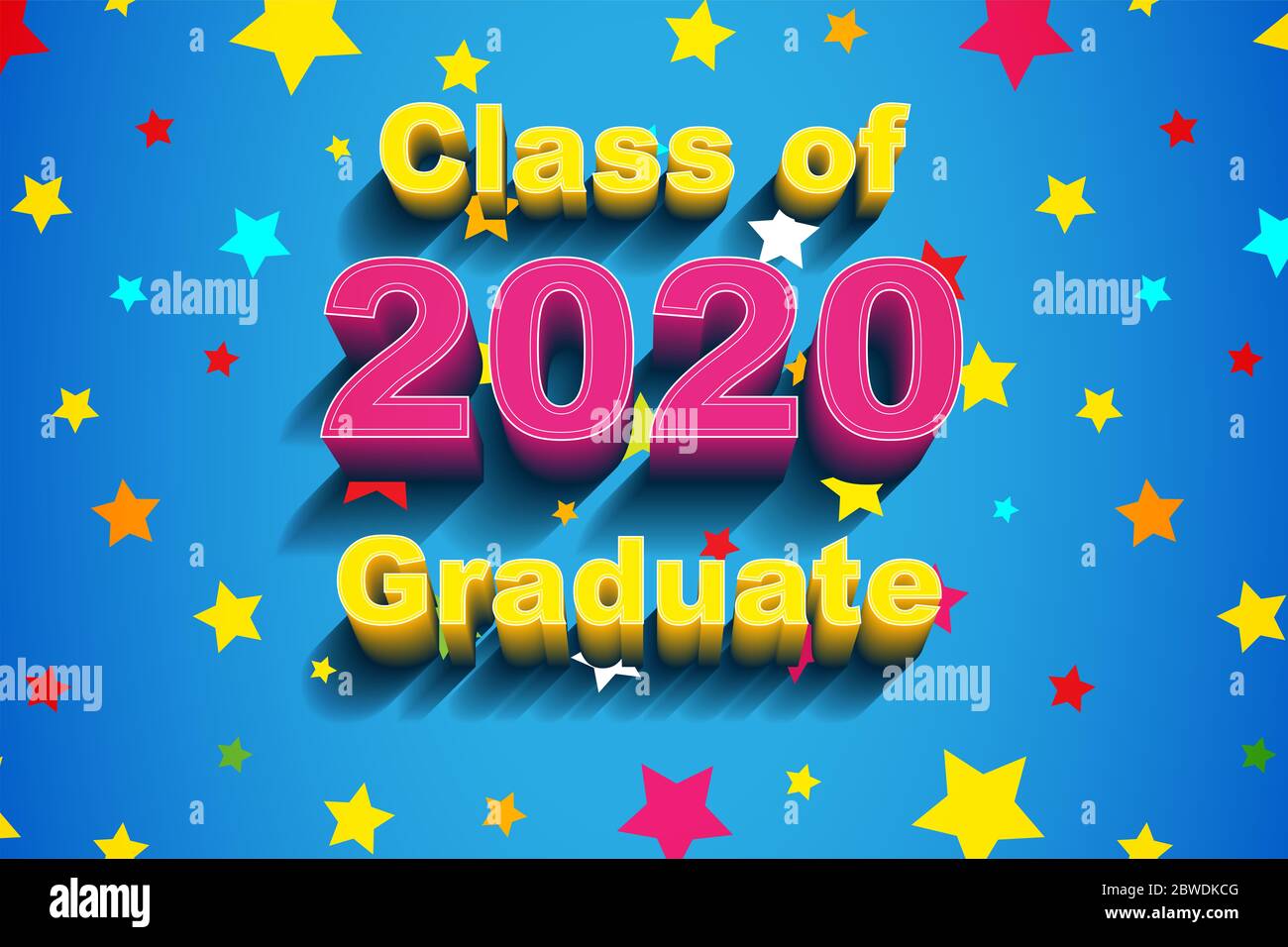 Klasse von 2020 Text Design mit Graduierung Kappe. Stockfoto