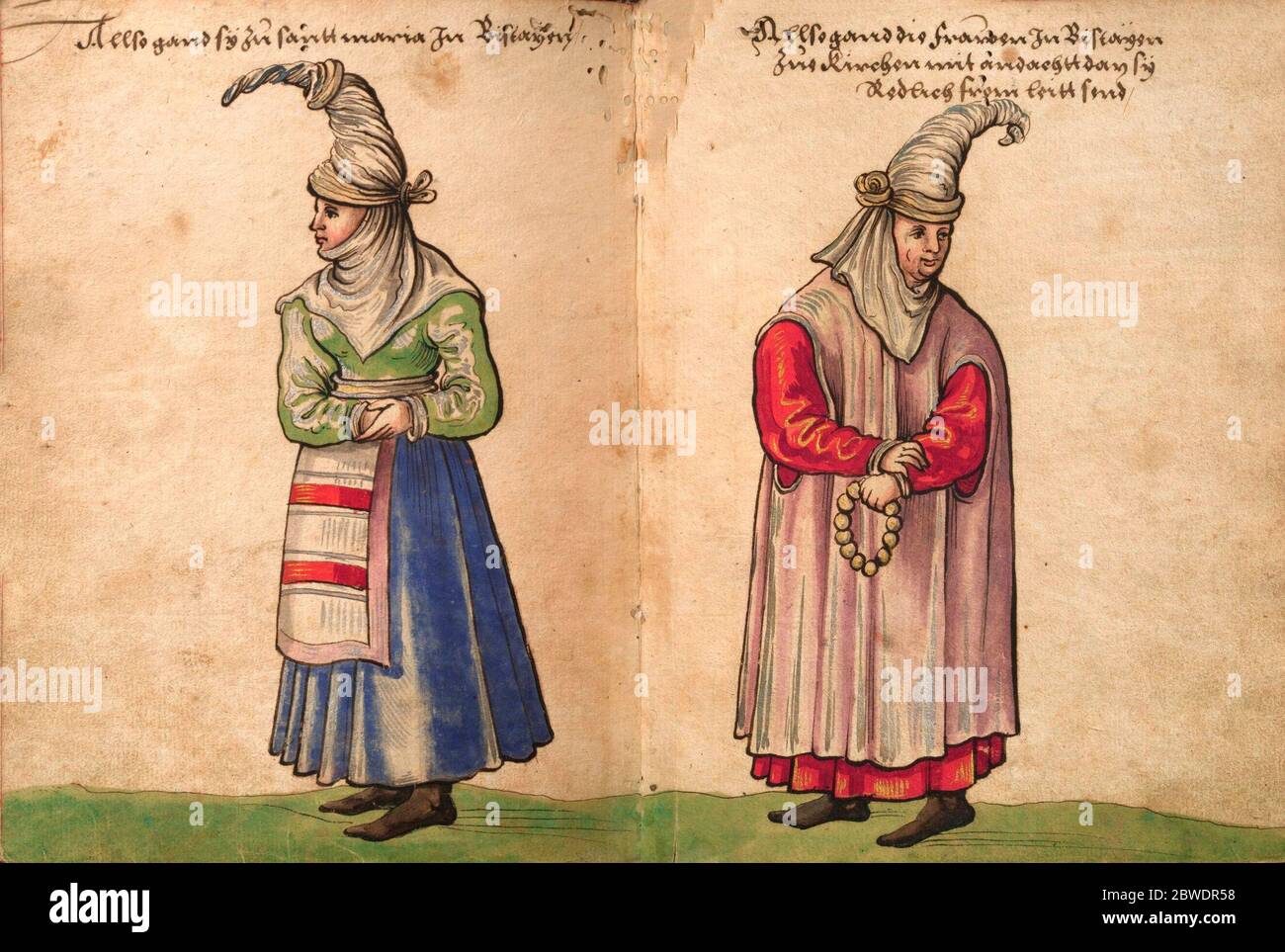 Senior baskischen Frauen während des 16. Jahrhunderts; die Kleidung wurde verboten, auf Pierre de Lancre's Intervention im Baskenland (1609-1612) Stockfoto