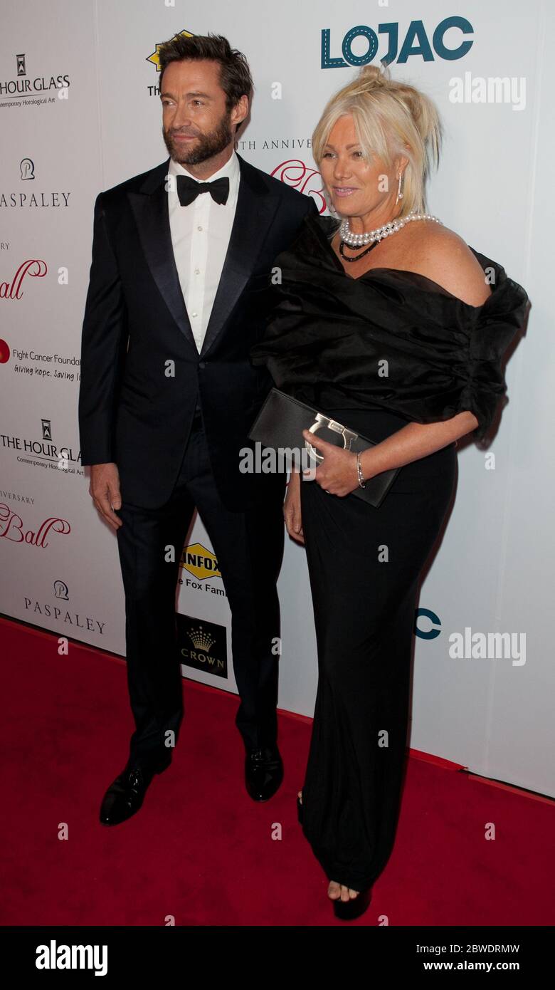 Hugh Jackman und Frau Deborra-Lee Furness auf der Fight Cancer Foundation 20. jährliche Red Ball am 20. Oktober 2012 in Melbourne, Australien. Stockfoto
