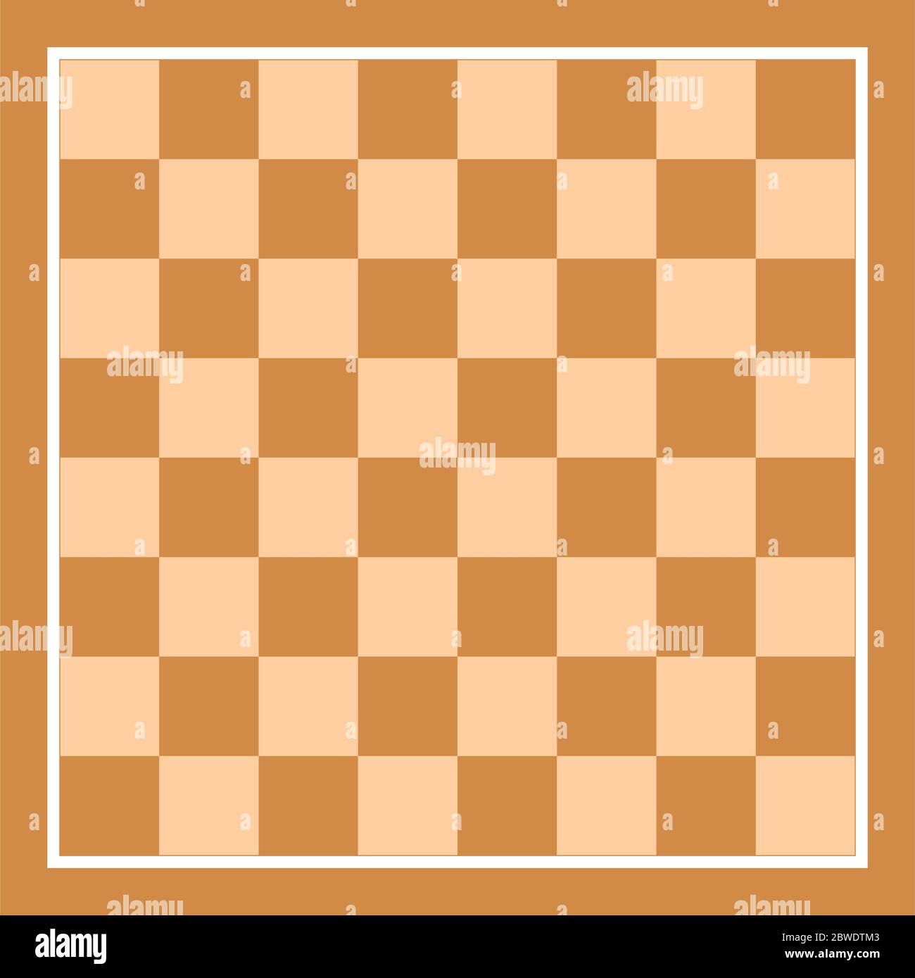 Braun leeren Schachbrett Draufsicht Vector Illustration. Schachbrett Fliesen im flachen Stil. Stock Vektor
