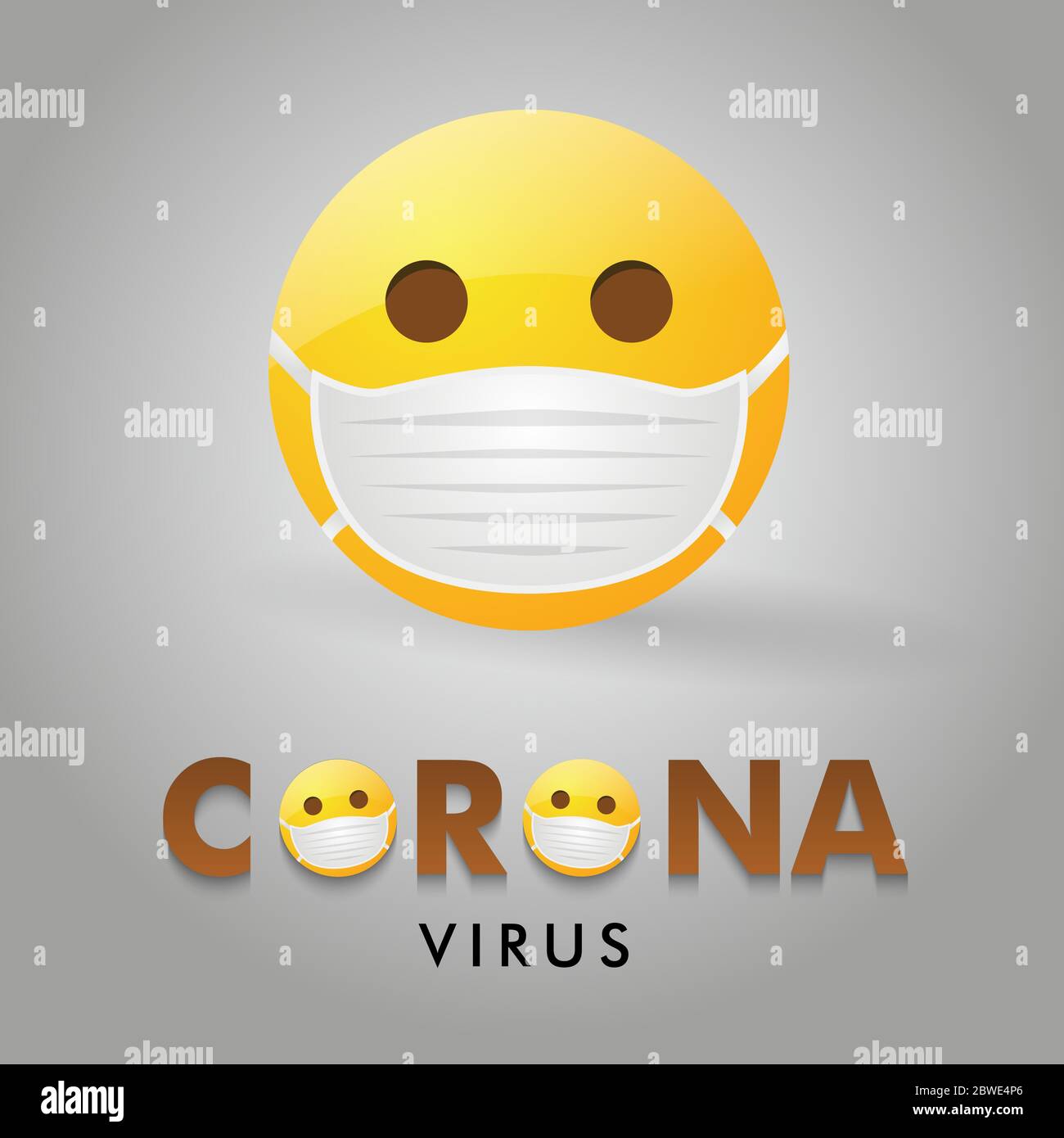 Corona Emoji trägt eine schützende OP-Maske, um Corona-Virus zu vermeiden Stock Vektor