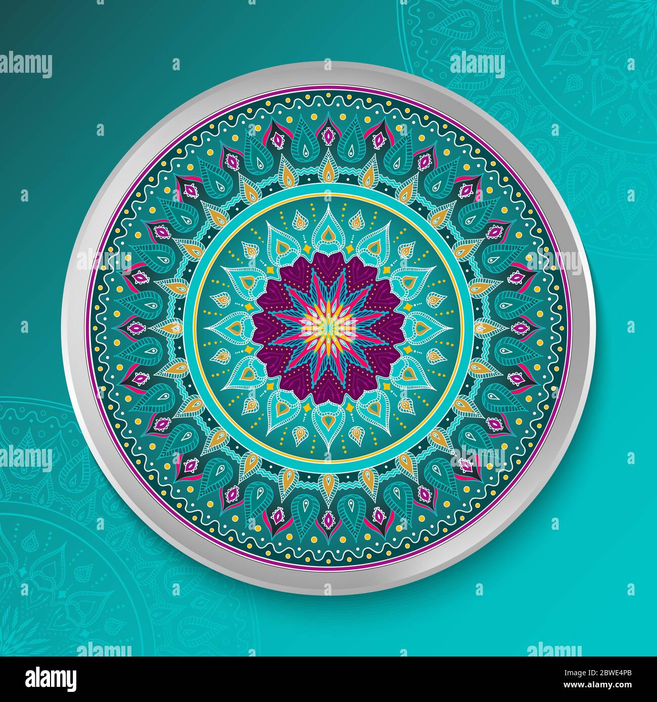 Mandala Square Hintergrund mit bunten Blumen Mandala Vektor Stock Vektor