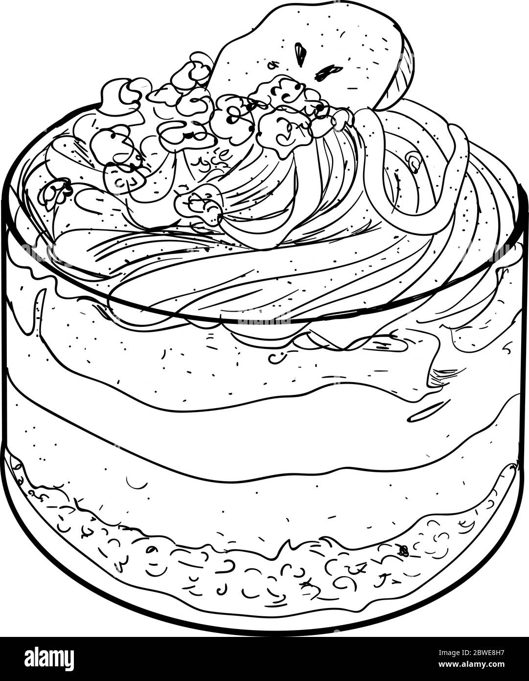 Banana Dessert mit Karamell und Creme Skizze Vektor Illustration Stock Vektor