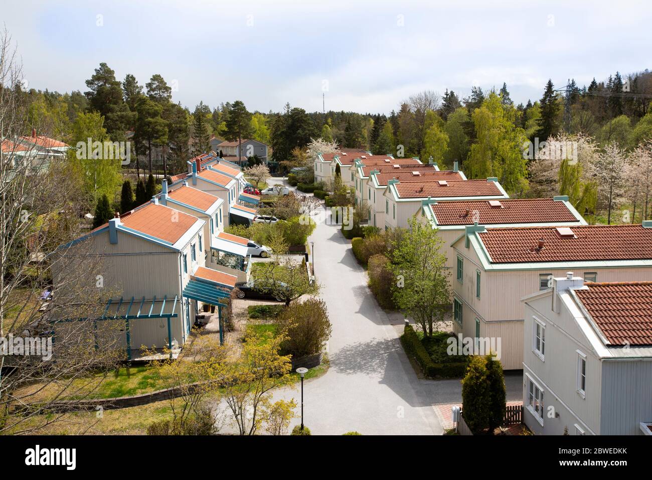 Blick auf ein Wohngebiet, Sollentuna. Stockfoto