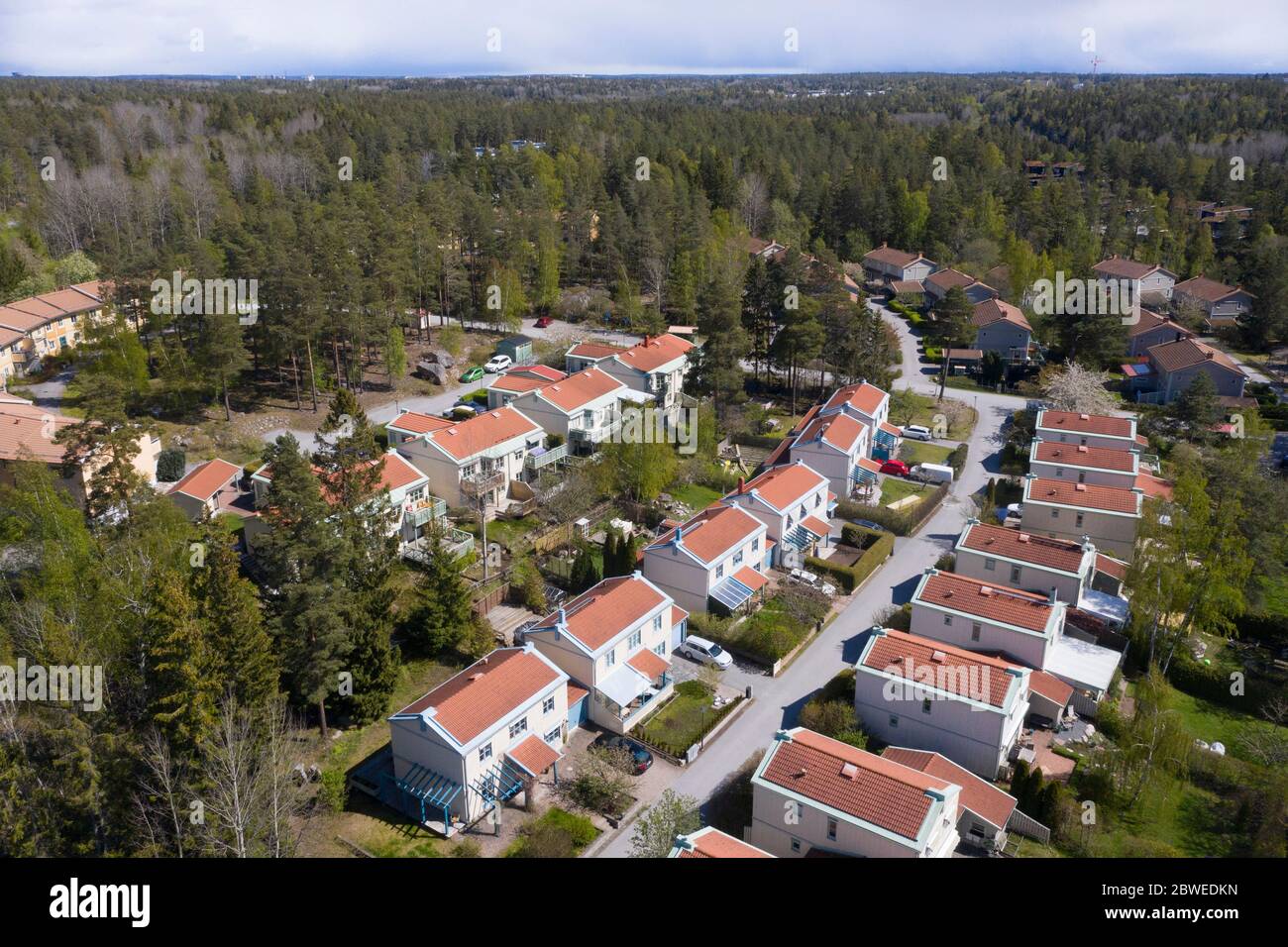 Blick auf ein Wohngebiet, Sollentuna. Stockfoto