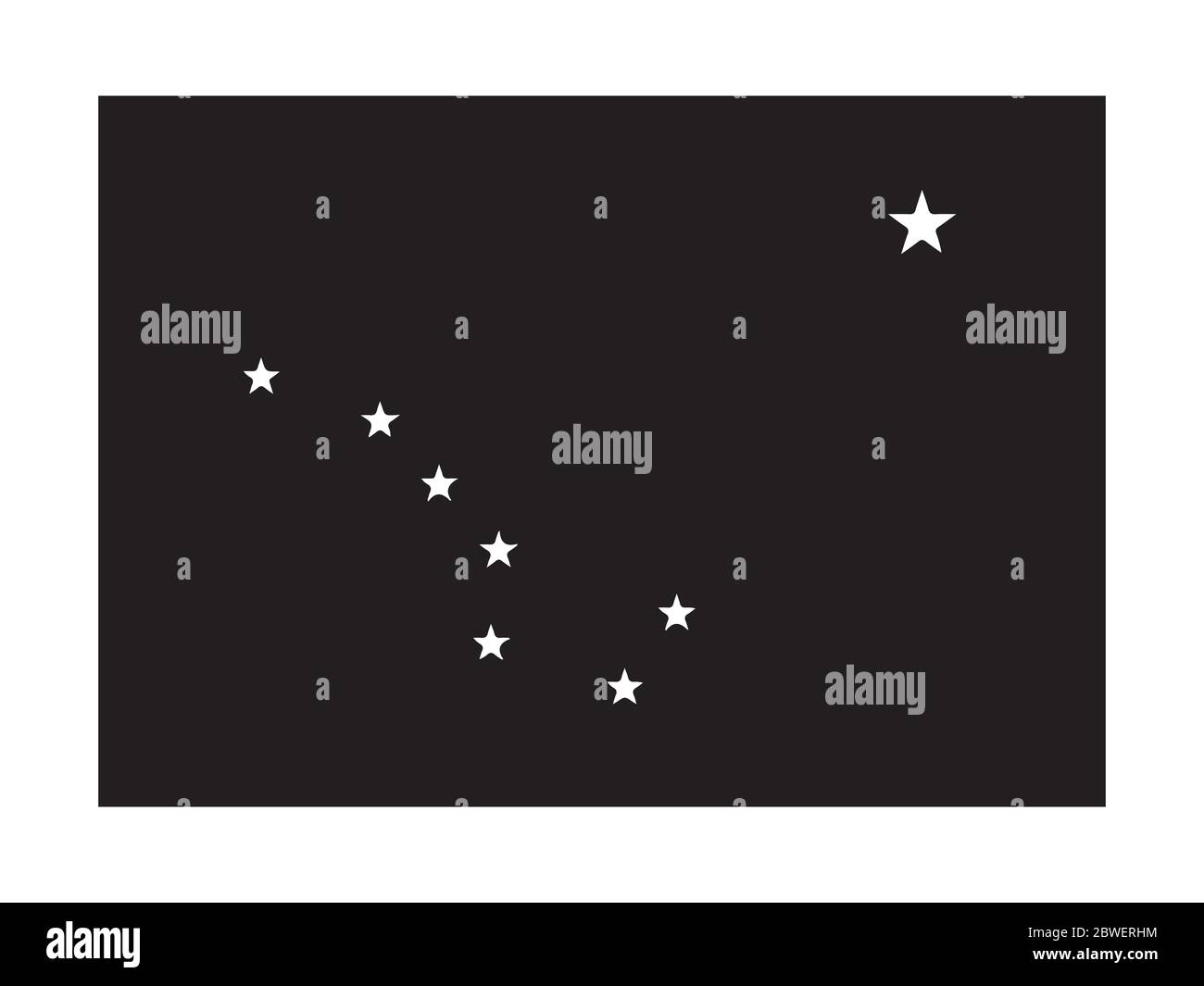 Alaska AK State Flag. Vereinigte Staaten von Amerika. Schwarz-weiße EPS-Vektordatei. Stock Vektor