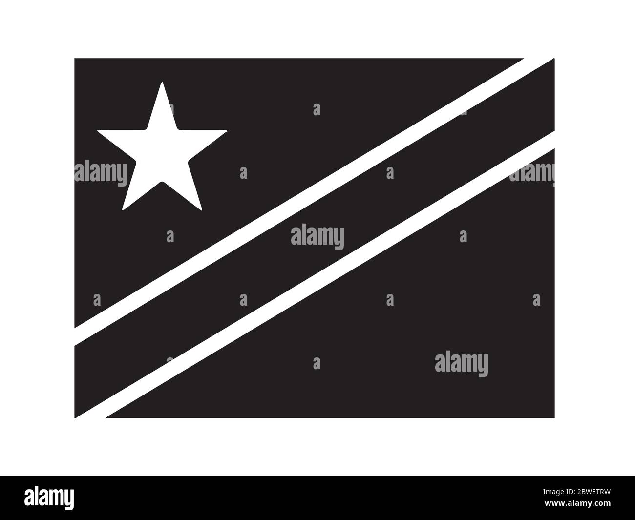 Demokratische Republik Kongo Flagge Schwarz und Weiß. Banner Mit Landeszeichen. EPS-Vektordatei für Schwarzweiß-Graustufen. Stock Vektor