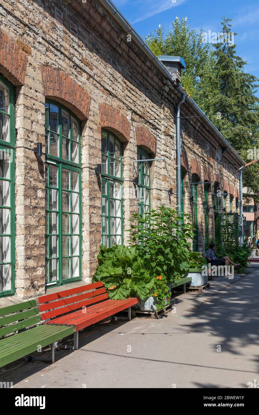 Telliskivi ist ein ehemaliger Industriekomplex und heute das kreative Zentrum von Tallinn. Stockfoto