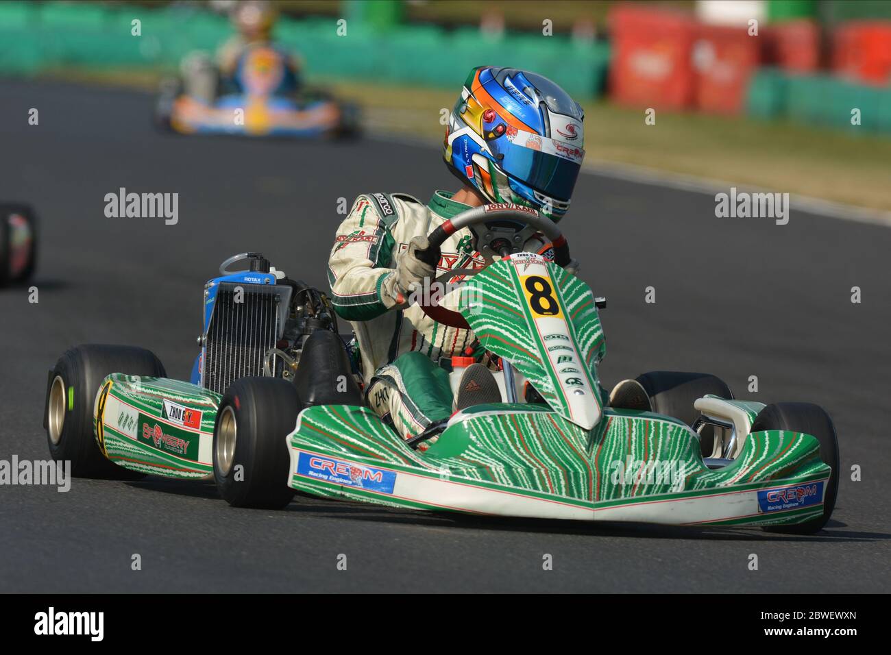 Der chinesische Rennfahrer Guanyu Zhou während seiner Kart-Karriere. Stockfoto