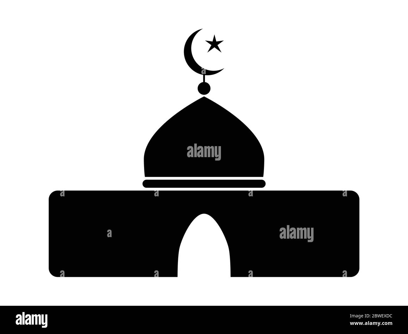 Symbol Der Islamischen Moschee. Schwarz-weißes Piktogramm, das einfache muslimische Kultstätte darstellt. EPS-Vektor Stock Vektor