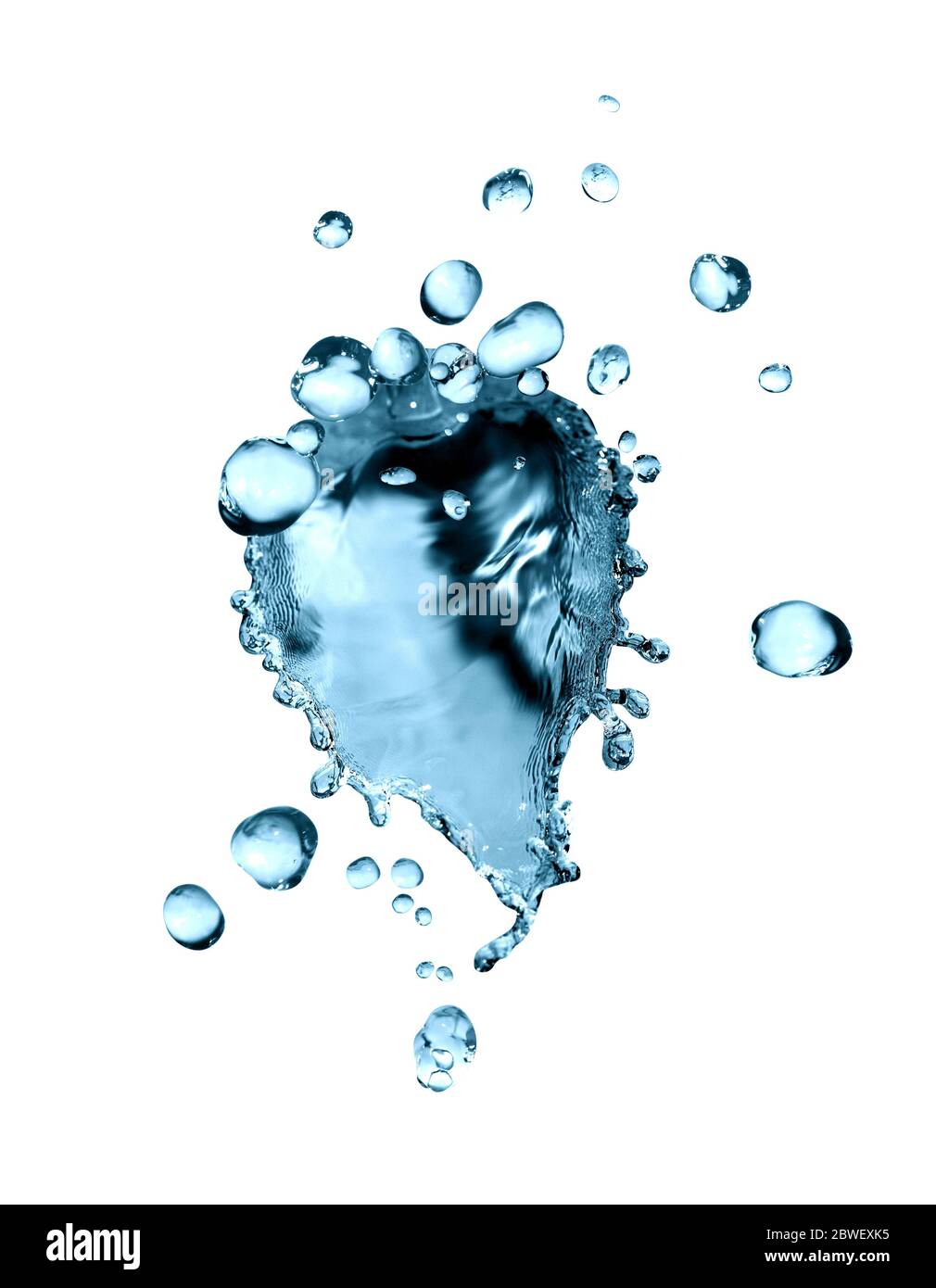 Schön abstrakt blau Wassertropfen auf weißem Hintergrund Stockfoto