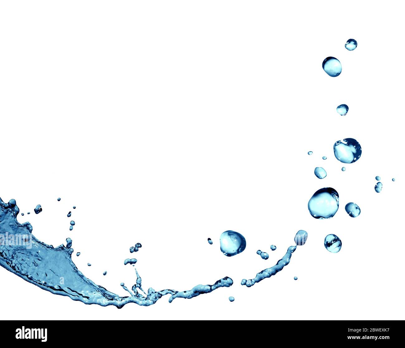 Schön abstrakt blau Wassertropfen auf weißem Hintergrund Stockfoto