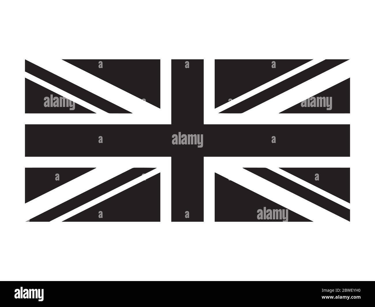 Großbritannien Flagge Union Jack. UK Flagge Schwarz und Weiß. Banner Mit Landeszeichen. EPS-Vektordatei für Schwarzweiß-Graustufen. Stock Vektor