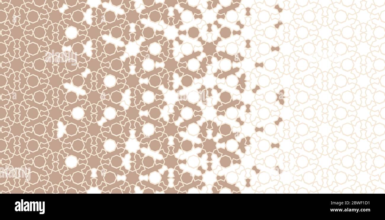 Marokkanisches, islamisches Muster. Kachel nahtlose Vektor-Muster. Geometrische Halbtonumrandung mit marokkanischem Mosaikzerfall Stock Vektor