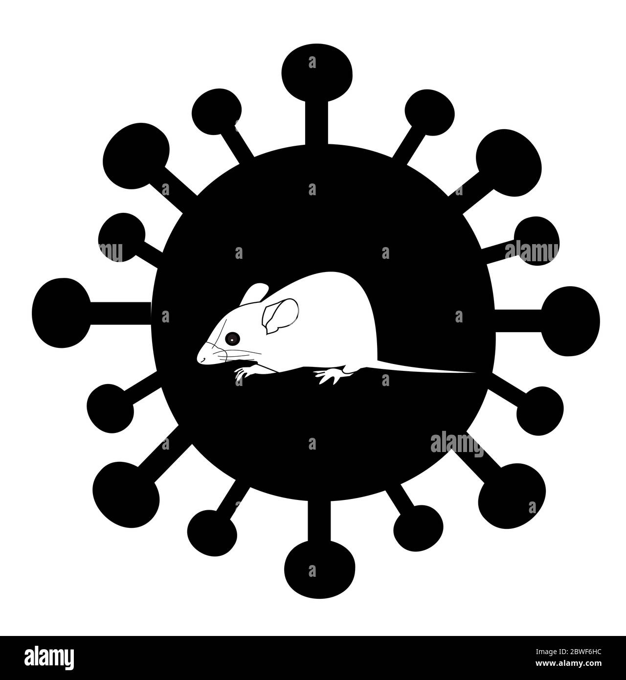Die Ratte im Hantavirus Vektor-Symbol, Epidemien von Nager und Maus, Mäuse im Virus isoliert auf weißem Hintergrund Stock Vektor