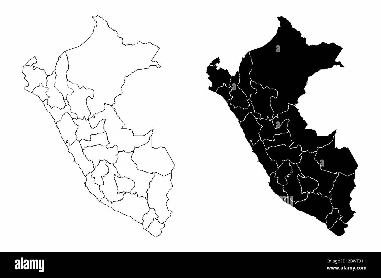 Peru Regionen Karte Stock Vektor