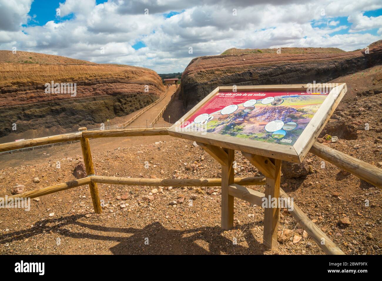 Cerro Gordo Vulkan. Granatula de Calatrava, Ciudad Real Provinz, Castilla La Mancha, Spanien. Stockfoto