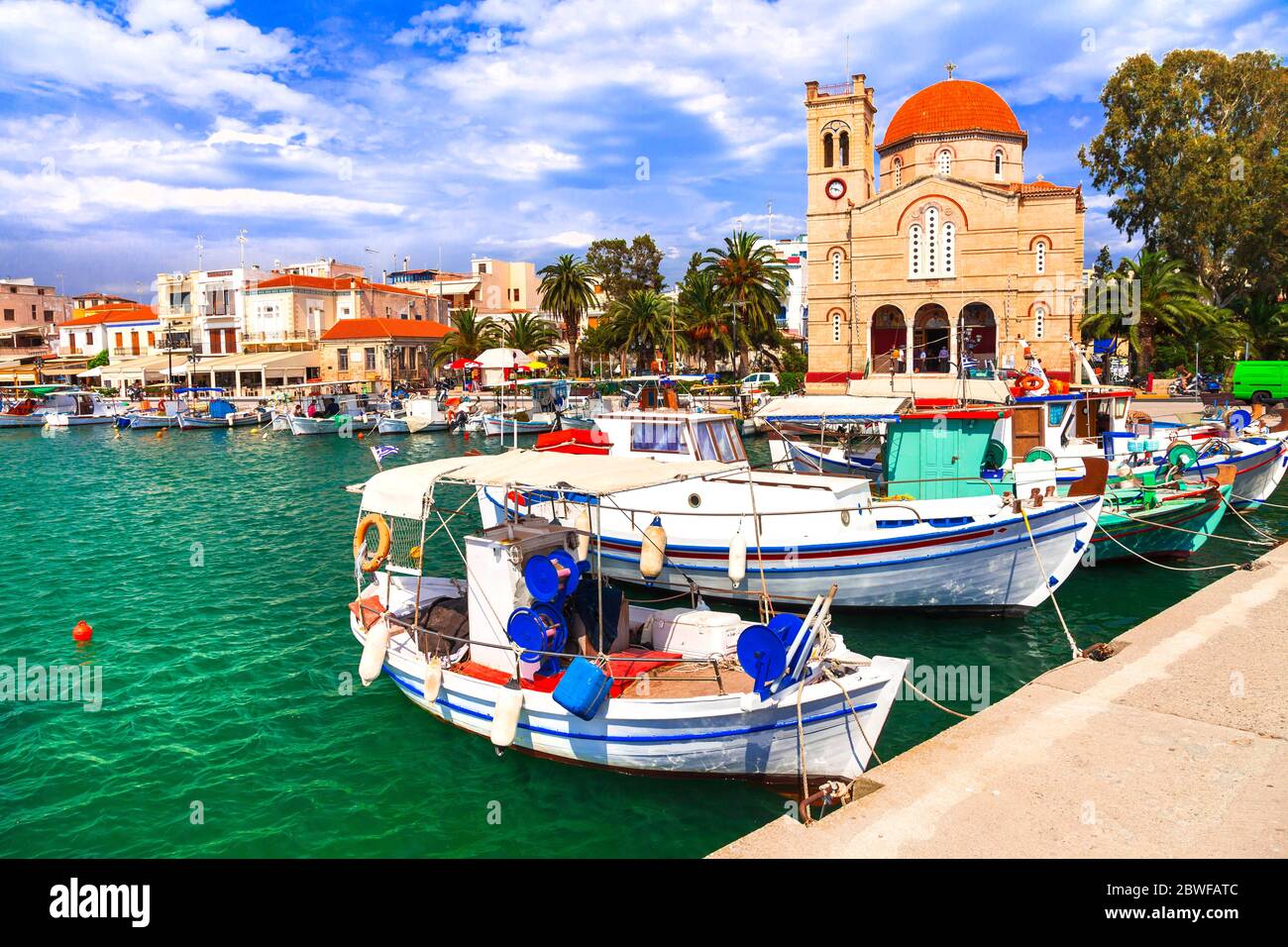 Malerische idyllische griechische Inseln - Ägina , Saronischer Golf, Griechenland Stockfoto