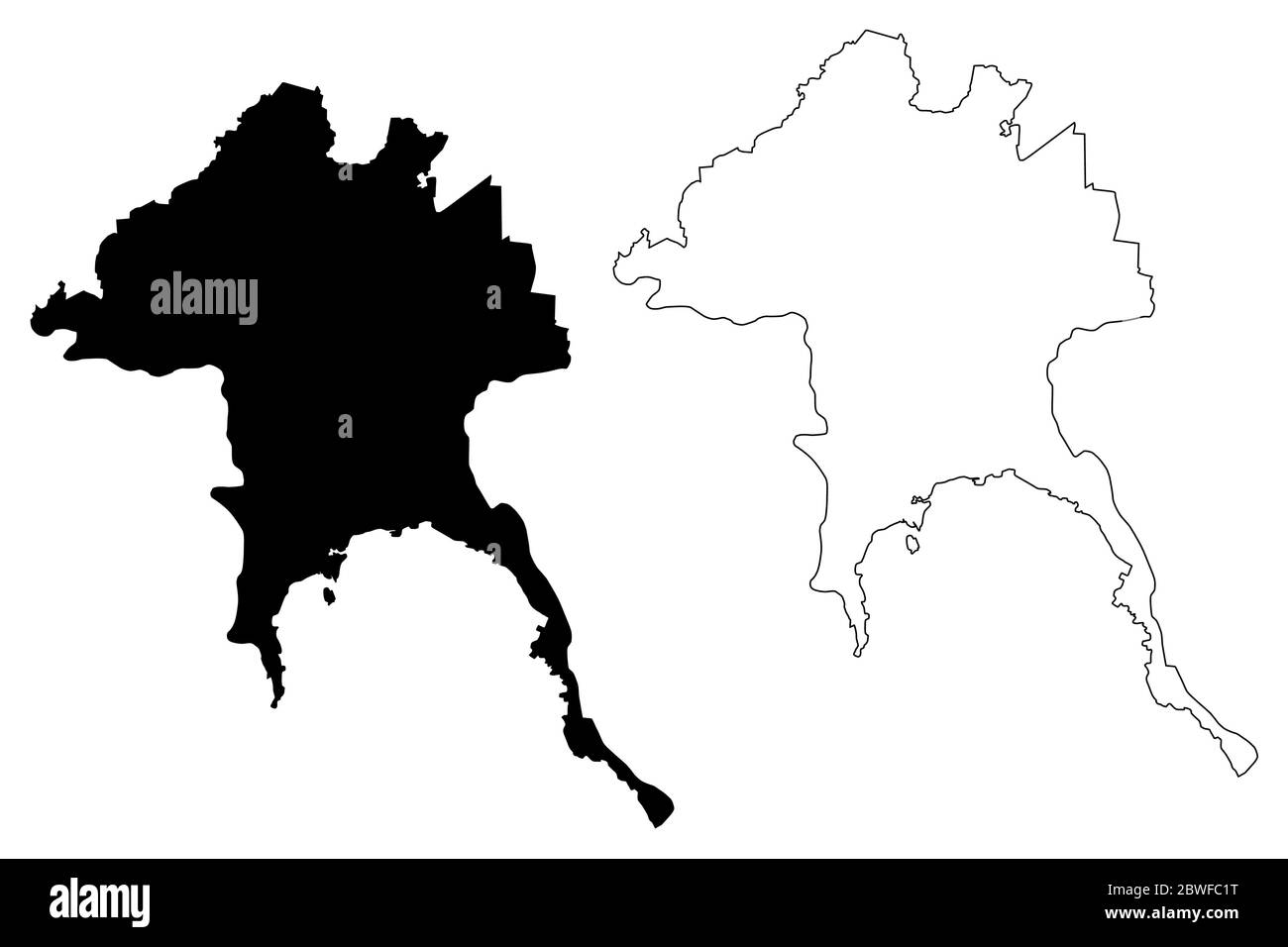 Bandar Lampung Stadt (Republik Indonesien, Sumatra Insel) Karte Vektor-Illustration, Skizze Scribble Stadt Bandar Lampung Karte Stock Vektor