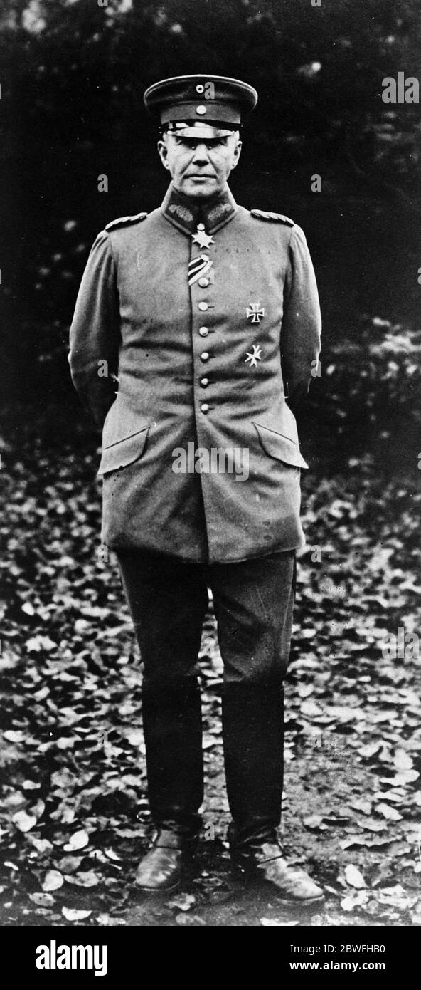 General von Lossberg Reichswehr General, der volle Befugnisse in den Militärbezirken von Westfalen, Braunschweig, Oldenburg, Bremen, Lippe - Detmold und Schaumburg Lippe 1923 Stockfoto