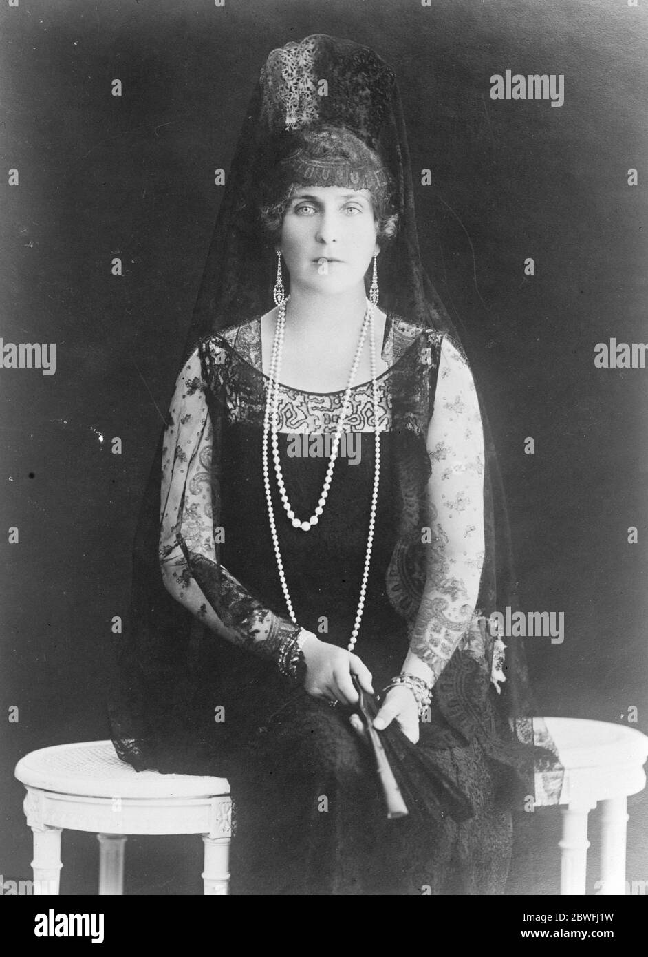 Die Königin von Spanien . Ein neues Foto von HM Königin Victoria Eugenia von Spanien. 31 Dezember 1924 Stockfoto