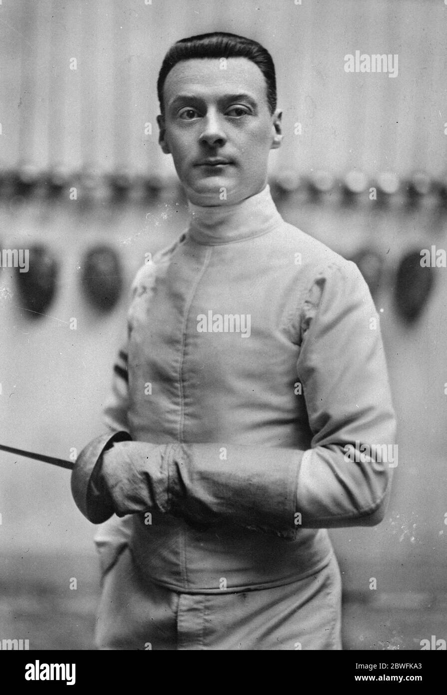 M Lucien Gaudin Amateur Fechten Champion der Welt 13 Oktober 1923 Stockfoto