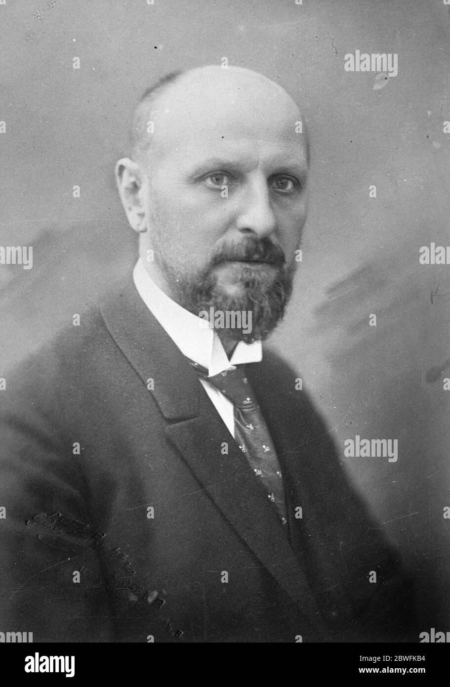 Professor Alexander Tsankoff Der Bulgarische Ministerpräsident 1. August 1924 Stockfoto