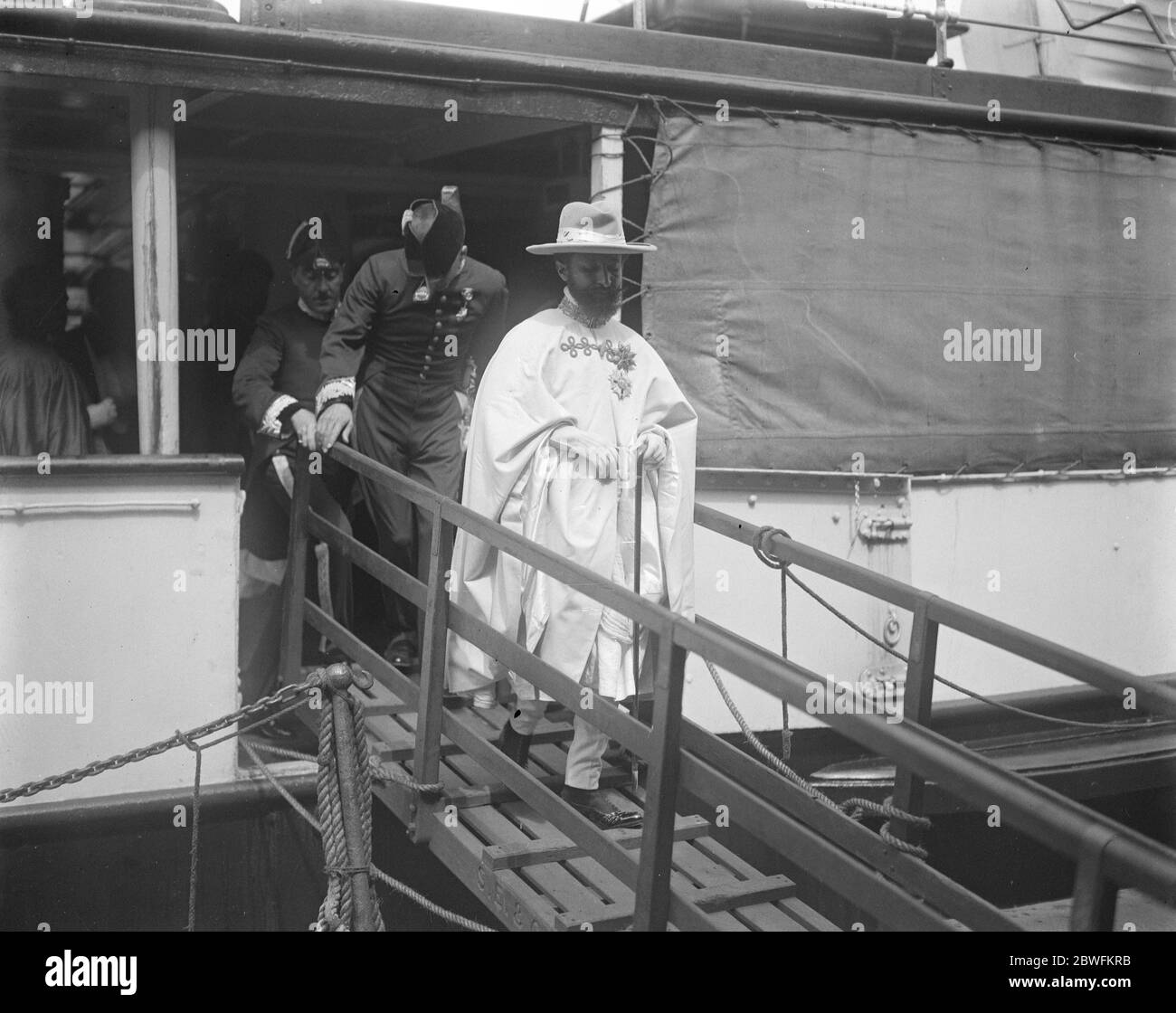 Abessinier Regent . RAS Tafari, Nachfahre von Balkis, Königin von Sheba Ankunft in Dover. Juli 1924 Stockfoto