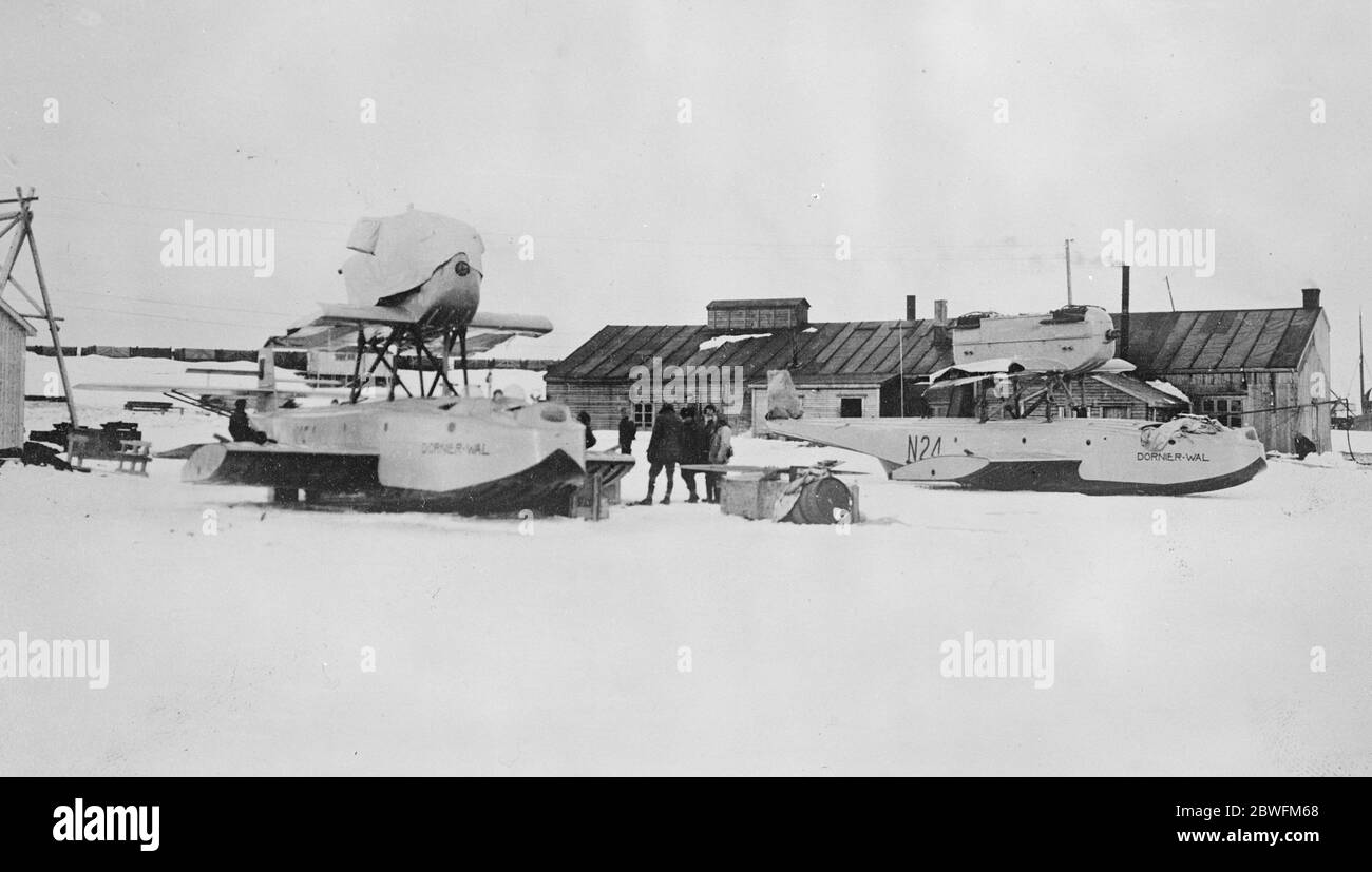 Amundsen Ellsworth Polarflug Roald Amundsen wird in Kürze in Spitzbergen ankommen 7 Mai 1925 Stockfoto