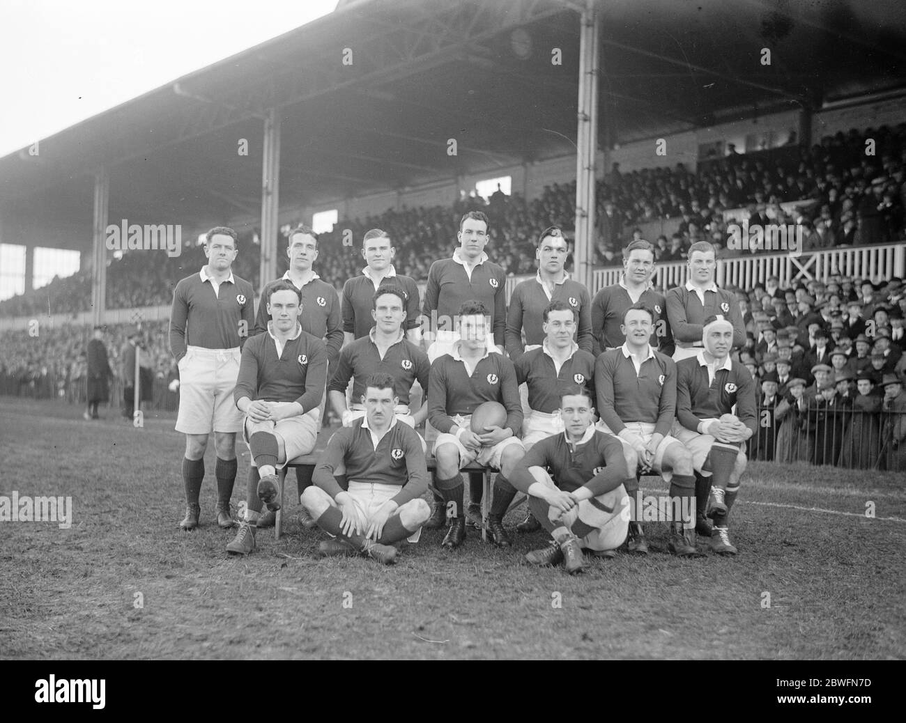 Internationales Rugby-Spiel in Swansea Schottland besiege Wales die Schotten 7 Februar 1925 Stockfoto