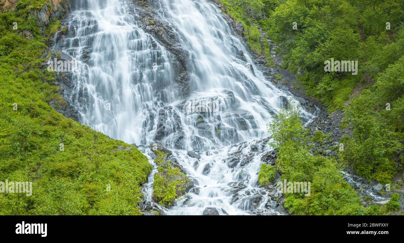 Wasserfälle im Keystone Canyon bei Valdez, Alaska, USA Stockfoto