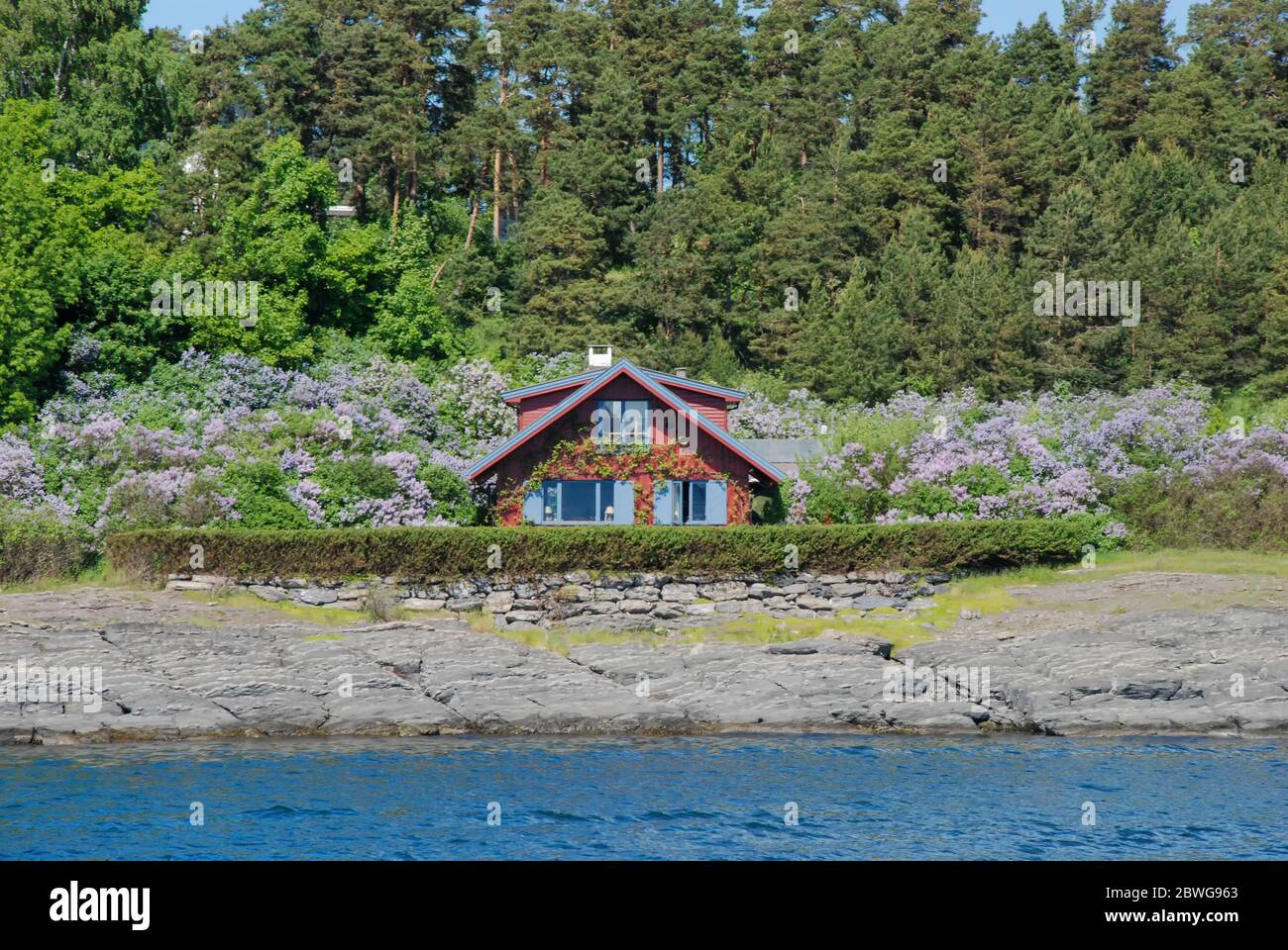 Ein schöner Sommertag auf dem Wasser in Oslofjord in Norwegen Stockfoto
