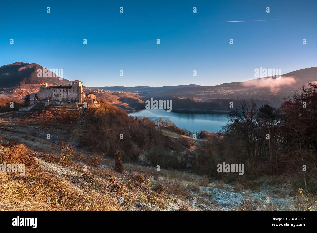 Castel Cles bei Sonnenaufgang, Cles, Val di Non, Trient, Trentino-Südtirol, Italien, Südeuropa Stockfoto
